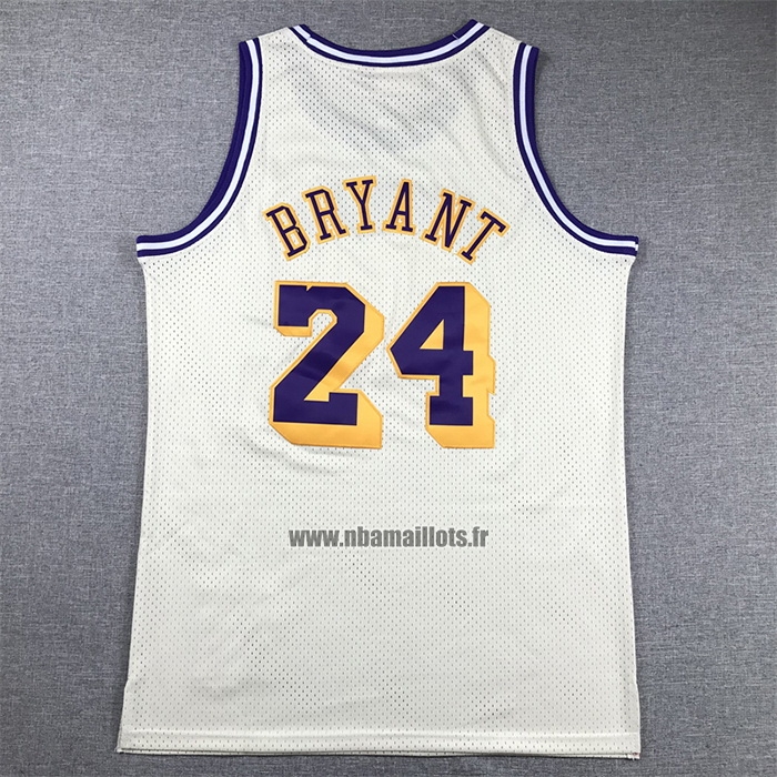 Maillot Los Angeles Lakers Kobe Bryant NO 24 Mitchell & Ness Chainstitch Creme